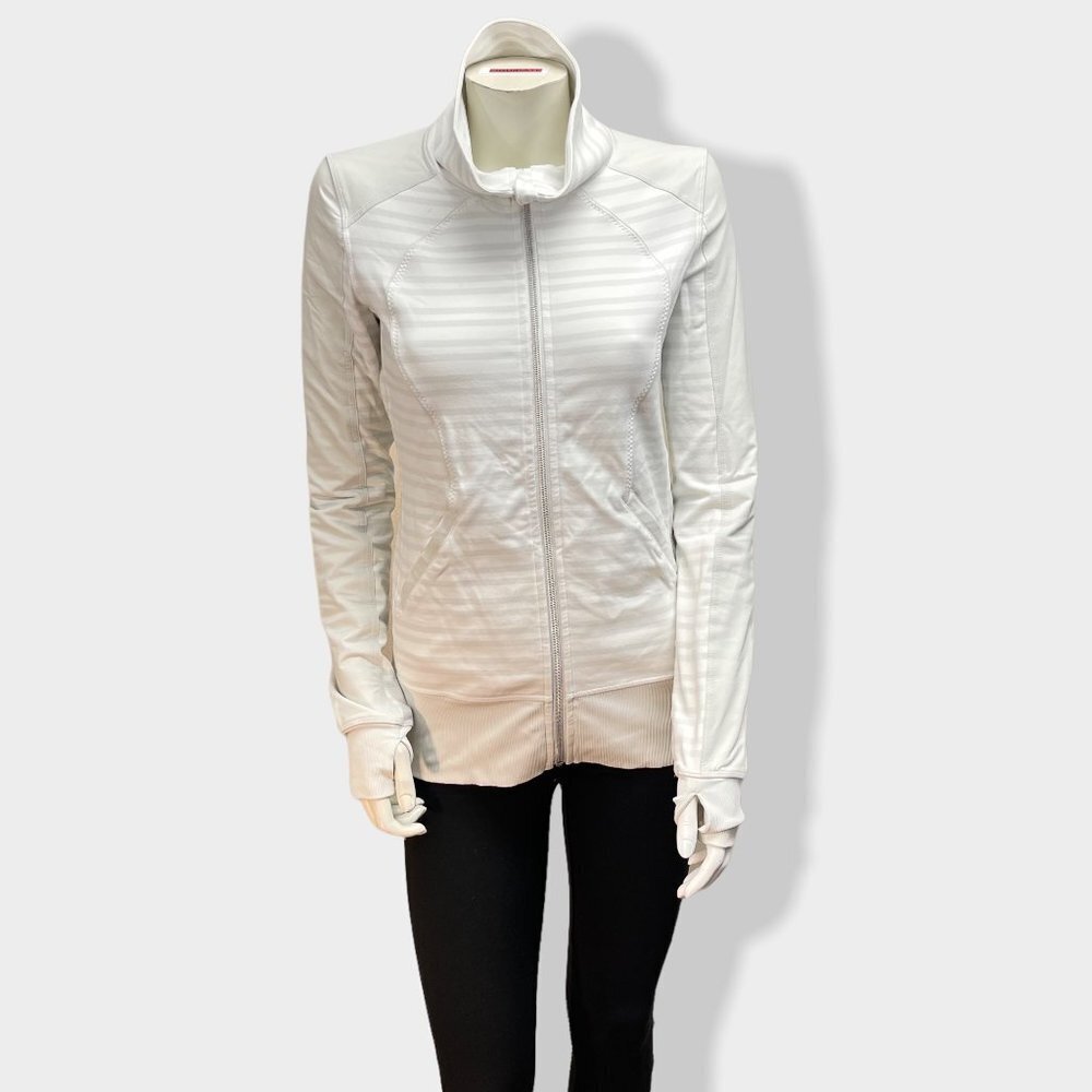 LULULEMON Grey Striped Zip Up Athletic Jacket